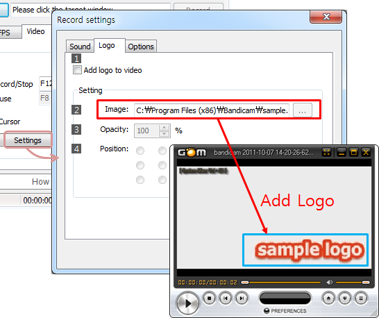 Bandicam Logo Setting