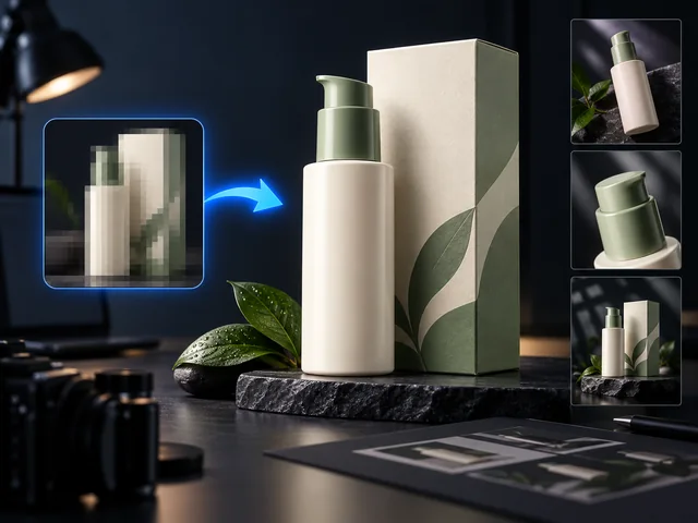 Pixelated product photo improved into a sharp ecommerce product image