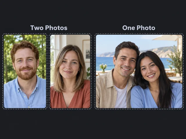 AI kiss video photo modes with separate portraits and one couple image