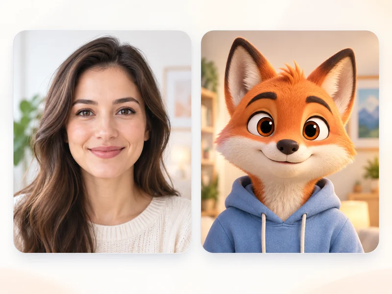 Front-facing person and character image examples with clear faces and visible mouths