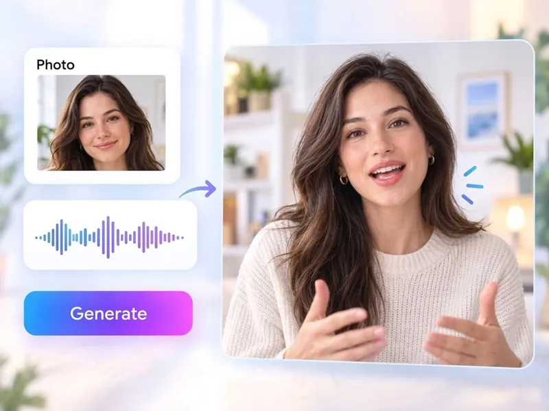 AI lip sync preview with a talking photo video
