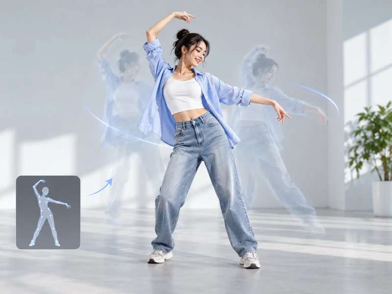 AI motion control applied to a person in a photo