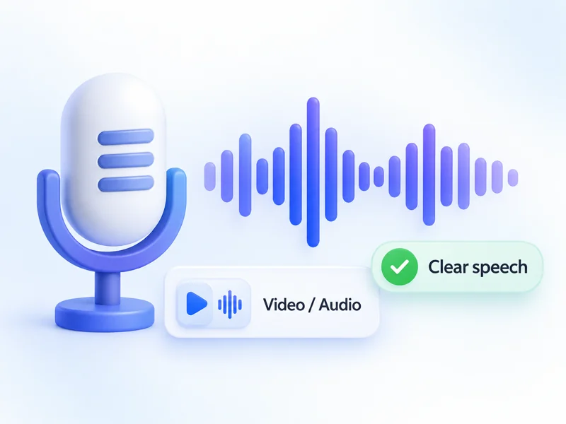 Video and audio upload tile with a speech waveform and auto-detect button
