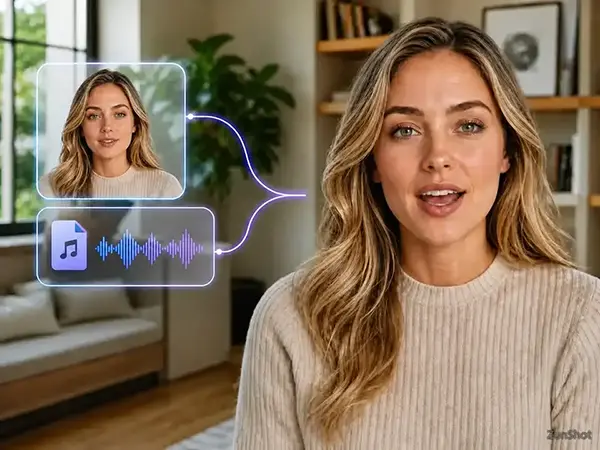 Portrait and audio combined with AI to create natural lip sync