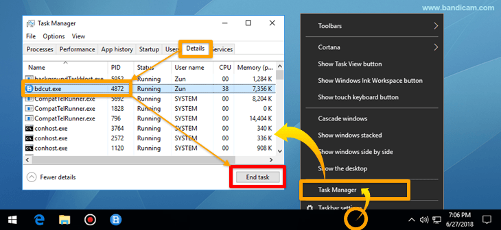 End task/process, Bandicut