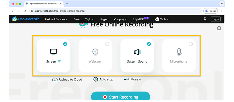 Apowersoft online screen recorder