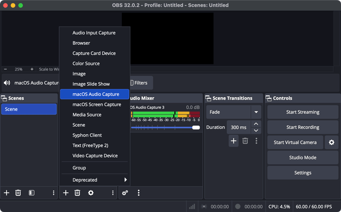 obs macOS audio capture