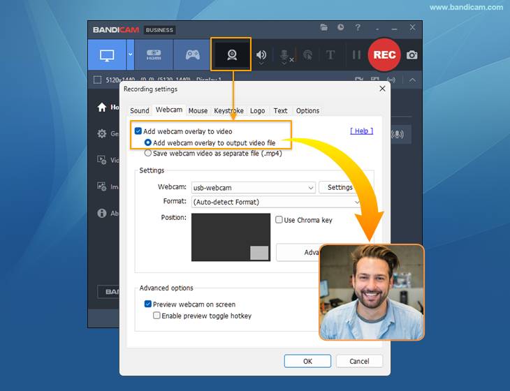 record monitor with webcam
