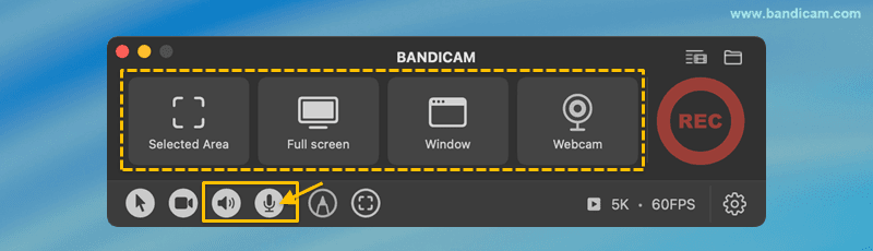 bandicam mac screen recording modes