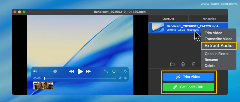recorded videos, mac video trim, extract audio
