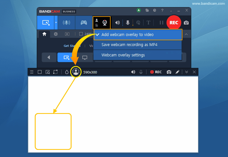 Enable and show or hide the webcam overlay