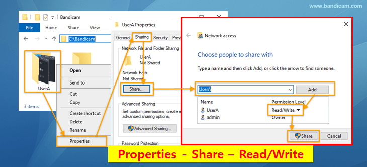 How to safely store recorded videos on a network computer, share folder