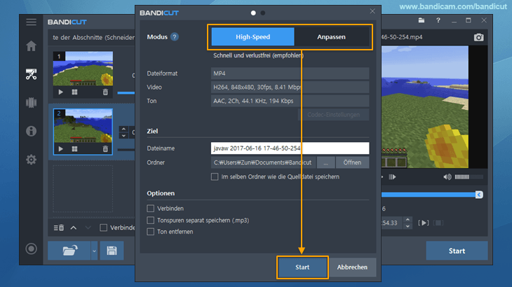Video-Splitter, Wie man ein Video aufteilt, 4