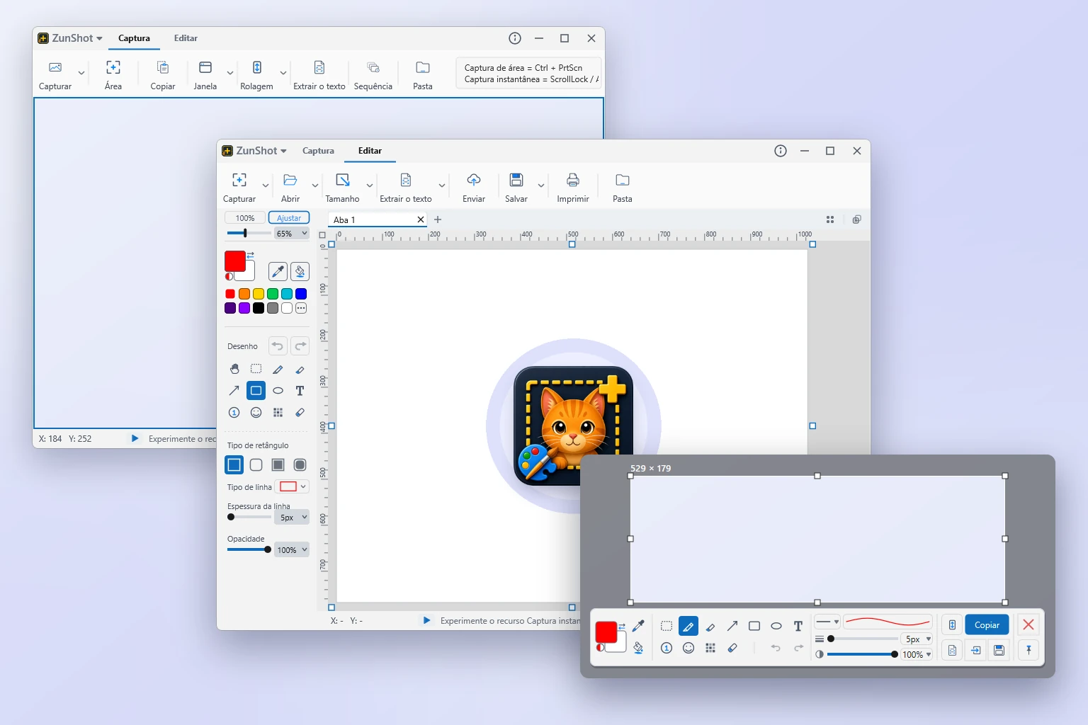 Modo Captura, Modo Editor e Captura instantânea do ZunShot